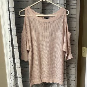 Dusty pink, light weight, cold shoulder sweater